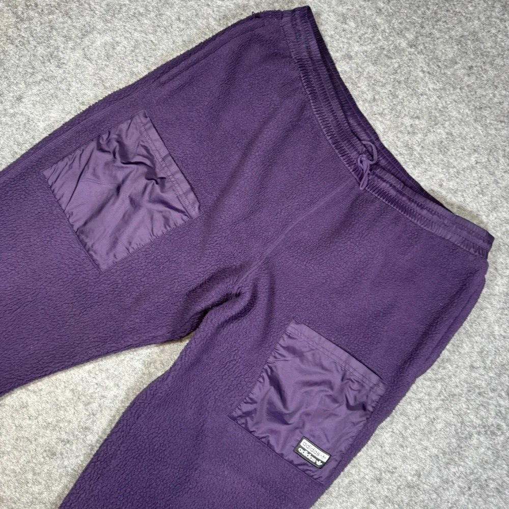 Adidas Originals Mens R.Y.V TF Purple Sherpa Fleece Track Joggers Pants 2XL